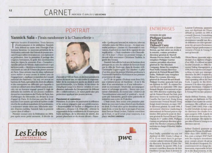 LES ECHOS - Portrait de Yannick Sala, Président de la FNUJA LES ECHOS - Portrait de Yannick Sala, Président de la FNUJA