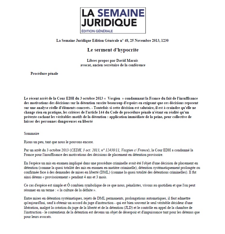 Le serment d'hypocrite Le serment d'hypocrite