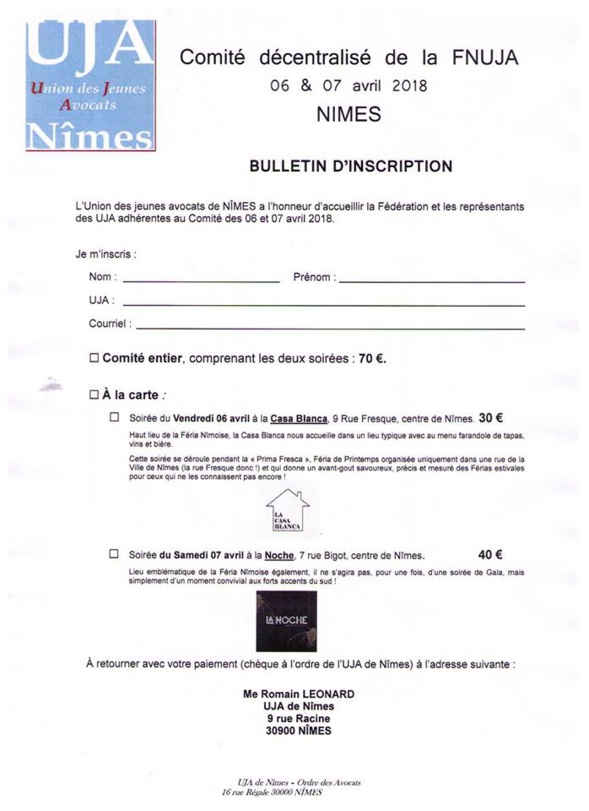 Comité decentralisé à Nîmes du 6 et 7 avril 2018