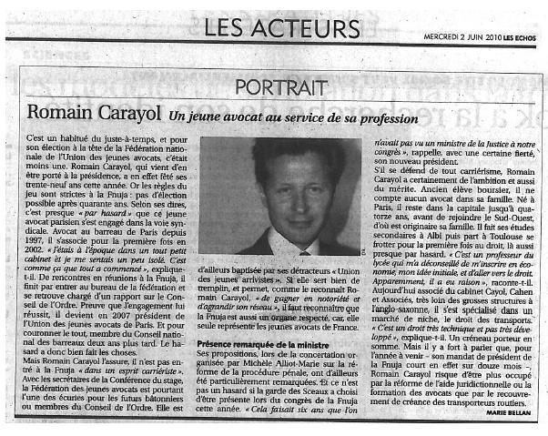 Romain CARAYOL - Un Jeune Avocat au service de sa profession.