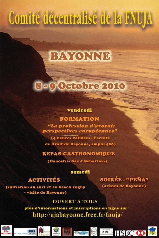 COMITE FNUJA DECENTRALISE A BAYONNE, les 8 et 9 Octobre prochain COMITE FNUJA DECENTRALISE A BAYONNE, les 8 et 9 Octobre prochain