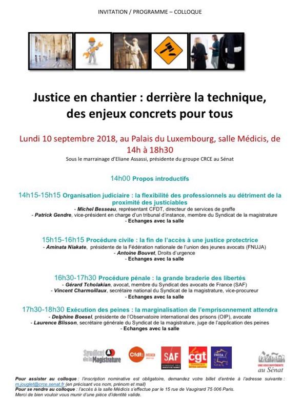 Colloque au Sénat "Justice en chantier : derrière la technique, des enjeux concrets pour tous"