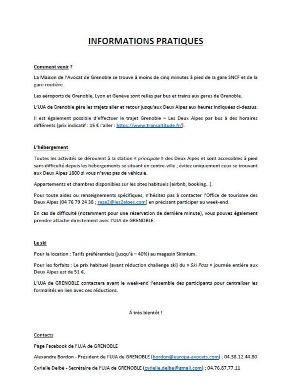 Comité décentralisé FNUJA organisé par l'UJA de Grenoble aux Deux Alpes