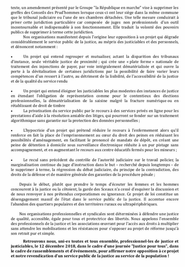 Mobilisation contre le PLJ Justice - Nouvelle journée "Justice morte" le 12 décembre !