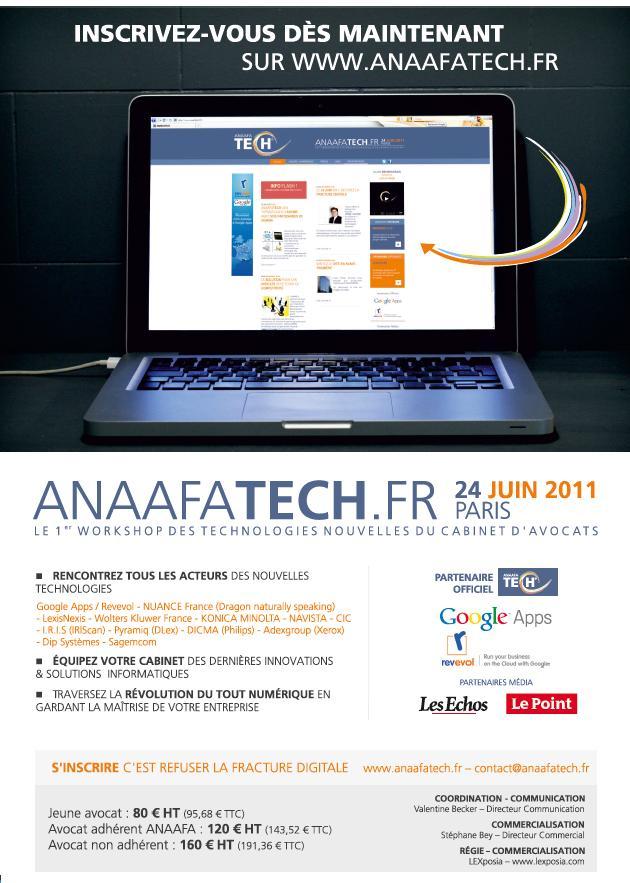 L'ANAAFATECH - Le 24 Juin 2011 - Premier Workshop des technologies nouvelles du cabinet d'avocats