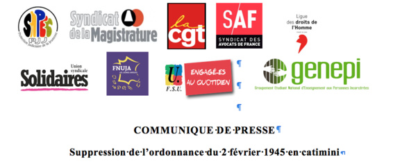 COMMUNIQUE DE PRESSE - Suppression de l’ordonnance du 2 février 1945 en catimini COMMUNIQUE DE PRESSE - Suppression de l’ordonnance du 2 février 1945 en catimini