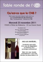 AIX EN PROVENCE : Table Ronde "Qu'est ce que le CNB ?" AIX EN PROVENCE : Table Ronde "Qu'est ce que le CNB ?"