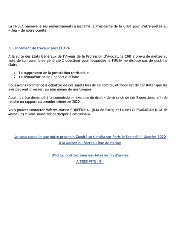 Synthèse du Comité décentralisé du 07 décembre 2019