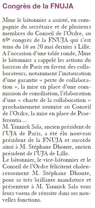 Bulletin du Barreau de PARIS : le Congrès de la FNUJA