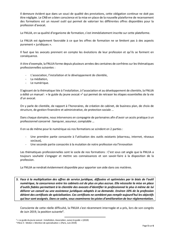 Contribution de la FNUJA sur la formation professionnelle des avocats