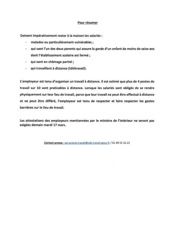 Coronavirus et monde du travail