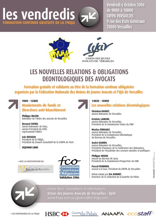 LES VENDREDIS DE LA FNUJA : LES NOUVELLES RELATIONS & OBLIGATIONS DEONTOLOGIQUES DES AVOCATS