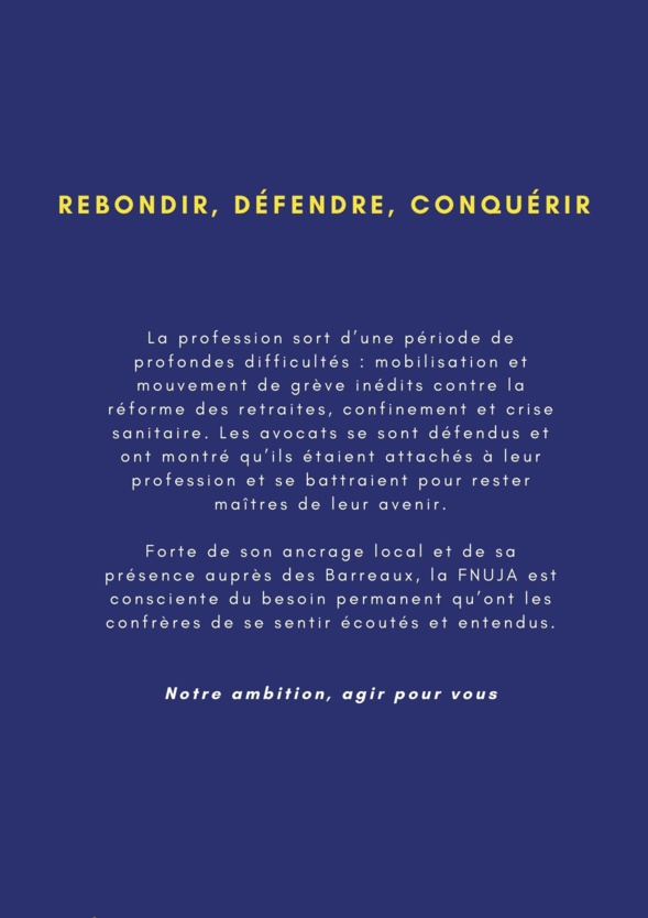 Elections CNB : Profession de foi de la FNUJA