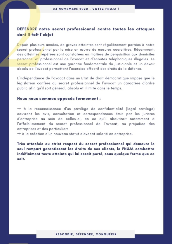 Elections CNB : Profession de foi de la FNUJA