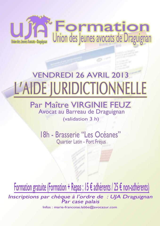 DRAGUIGNAN - Formation : Aide Juridictionnelle, la Pratique DRAGUIGNAN - Formation : Aide Juridictionnelle, la Pratique