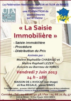 NIMES : Formation : La Saisie Immobilière NIMES : Formation : La Saisie Immobilière