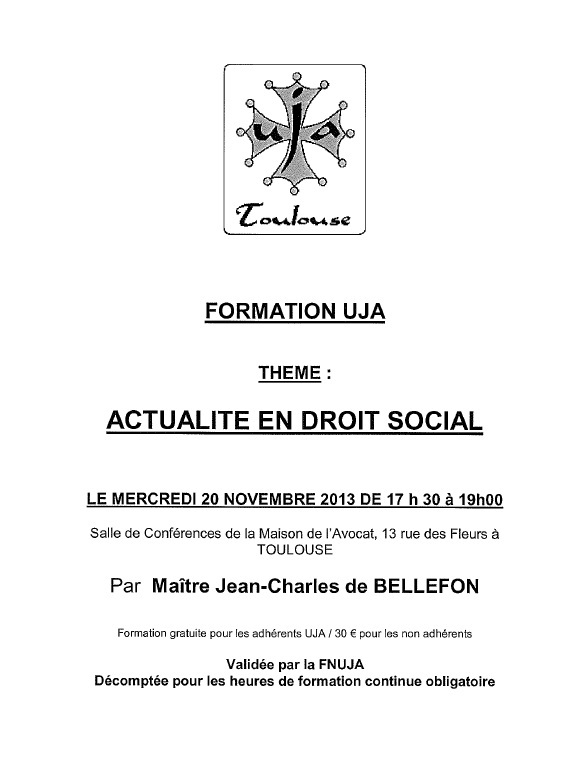 TOULOUSE - Formation : ACTUALITE EN DROIT SOCIAL