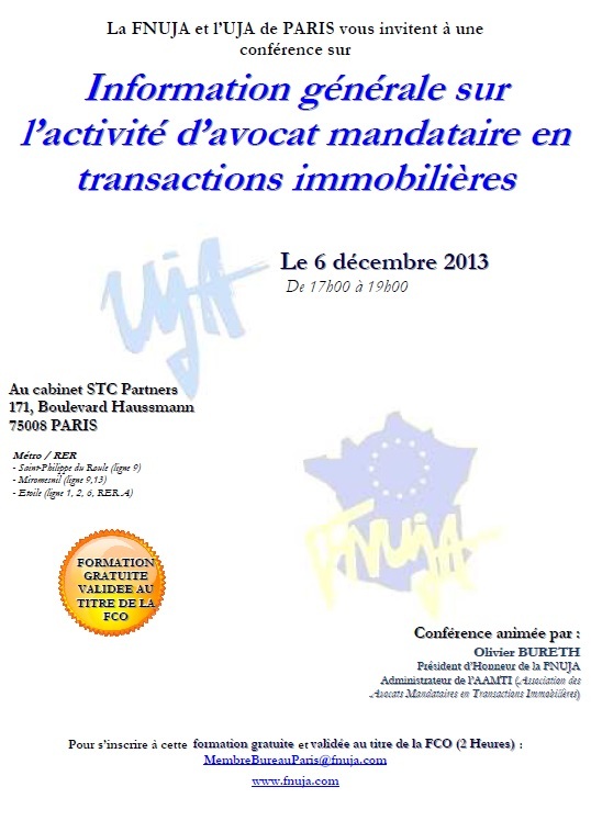 FORMATION : Informations Générales sur l'Activité de Mandataires en Transactions Immobilières