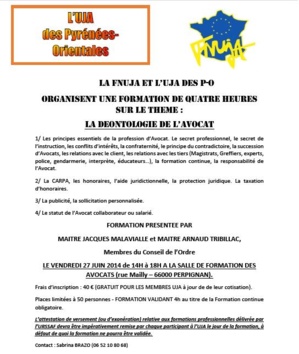 PERPIGNAN - Formation : La déontologie de l'Avocat