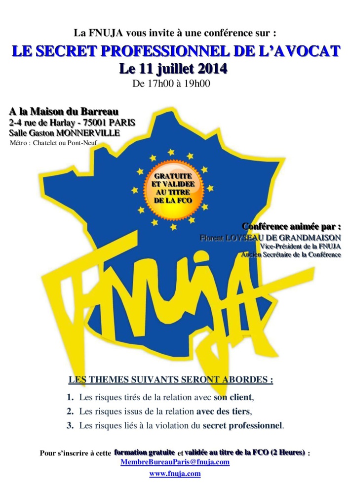 FORMATION: LE SECRET PROFESSIONNEL DE L'AVOCAT