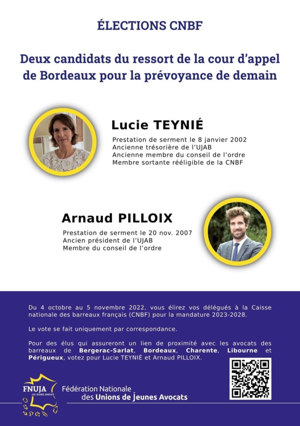 Les Jeunes Avocats - FNUJA - Élections des délégués CNBF 2022 : nos candidats Les Jeunes Avocats - FNUJA - Élections des délégués CNBF 2022 : nos candidats