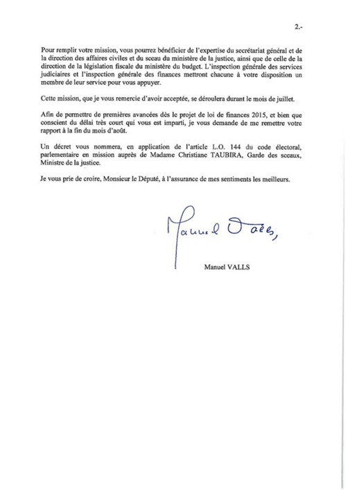 AJ : Lettre de mission de Monsieur le Député LE BOUILLONNEC