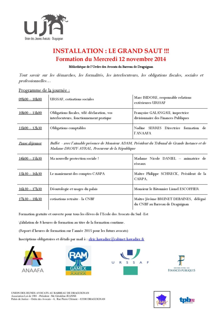 DRAGUIGNAN - FORMATION: INSTALLATION: LE GRAND SAUT !!!