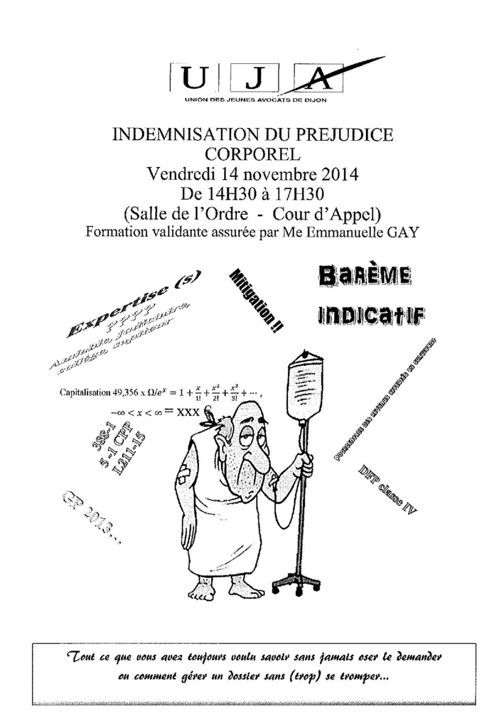 DIJON - Formation: Indemnisation du préjudice corporel