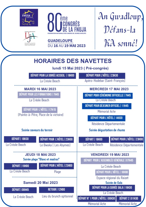 80ème congrès de la FNUJA - GUADELOUPE - An Gwadloup, Défans-la KA sonné !