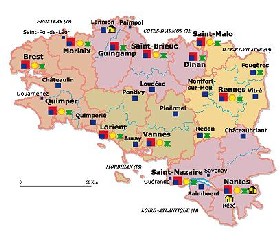 Carte actuelle du ressort de la CA de RENNES