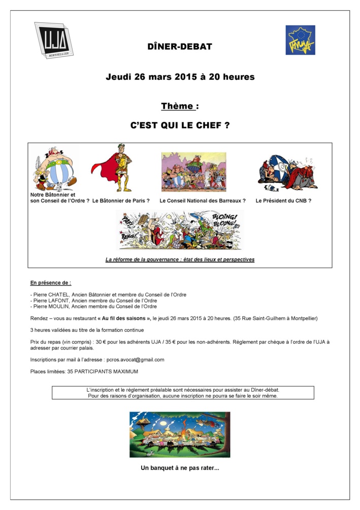 MONTPELLIER - Diner Débat: Qui est le chef? MONTPELLIER - Diner Débat: Qui est le chef?