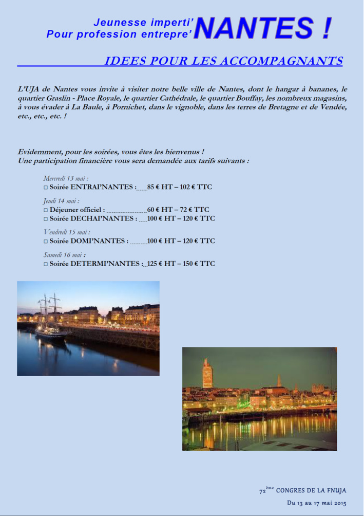72e CONGRES DE LA FNUJA - Le Programme