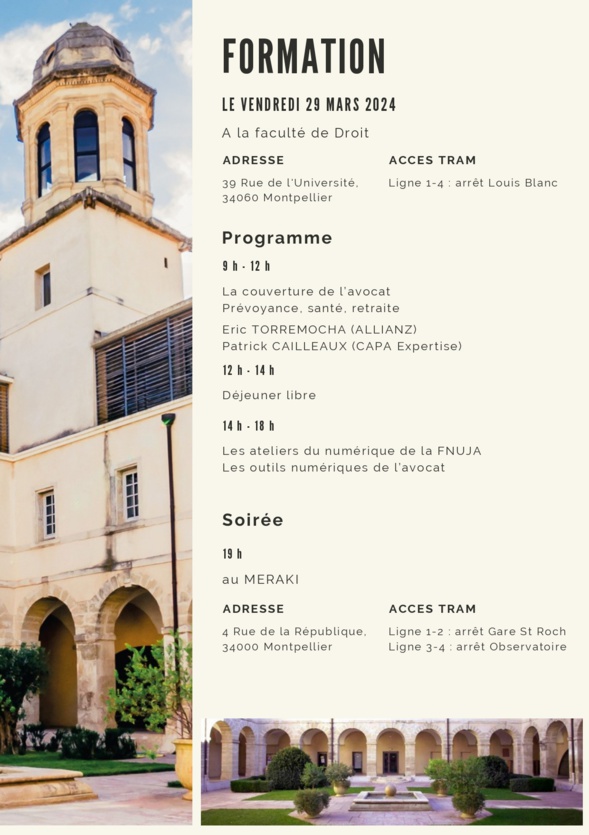 Comité décentralisé de la FNUJA à Montpellier du 28 au 31 mars 2024