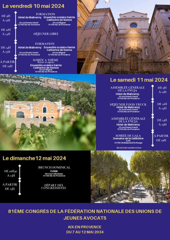 81ème congrès de la FNUJA à Aix-en-Provence : « Pour une justice AIx’emplaire » 81ème congrès de la FNUJA à Aix-en-Provence : « Pour une justice AIx’emplaire »