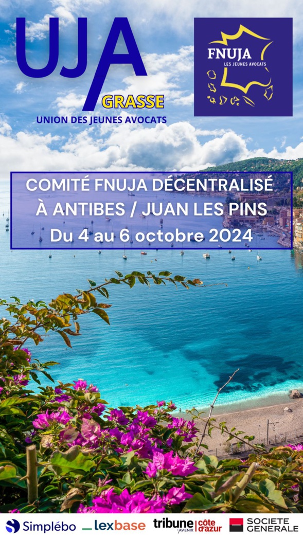 Comité décentralisé de la FNUJA de l'UJA de Grasse ( à Antibes-Juan les Pins) du 3 au 6 octobre 2024 Comité décentralisé de la FNUJA de l'UJA de Grasse ( à Antibes-Juan les Pins) du 3 au 6 octobre 2024
