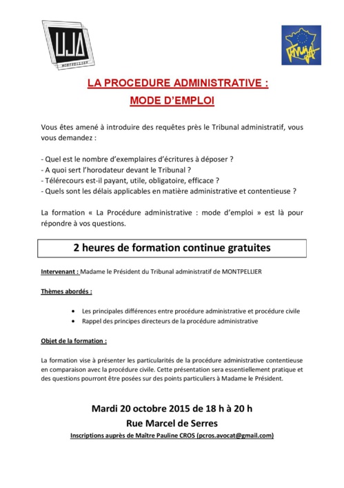 MONTPELLIER - Formation: la procédure administrative: mode d'emploi