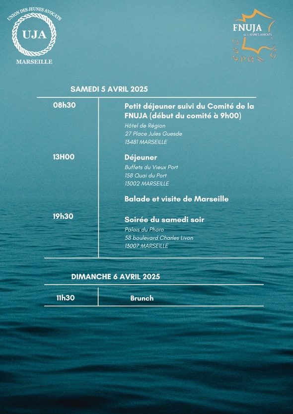 Comité décentralisé de la FNUJA de l'UJA de Marseille de 3 au 5 avril 2025