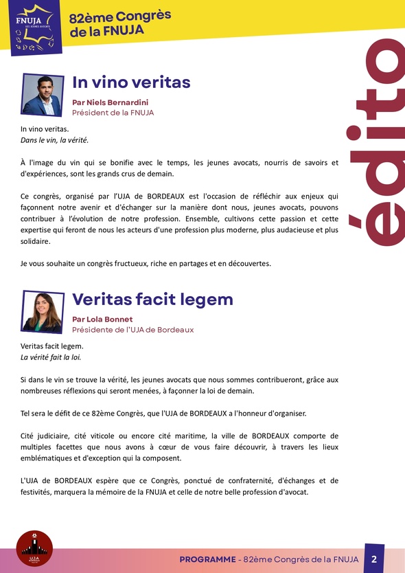 82ème congrès de la FNUJA à Bordeaux : « Jeunes Avocats, Grands crus de Demain » 82ème congrès de la FNUJA à Bordeaux : « Jeunes Avocats, Grands crus de Demain »