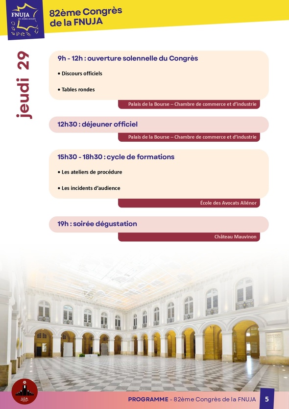 82ème congrès de la FNUJA à Bordeaux : « Jeunes Avocats, Grands crus de Demain » 82ème congrès de la FNUJA à Bordeaux : « Jeunes Avocats, Grands crus de Demain »
