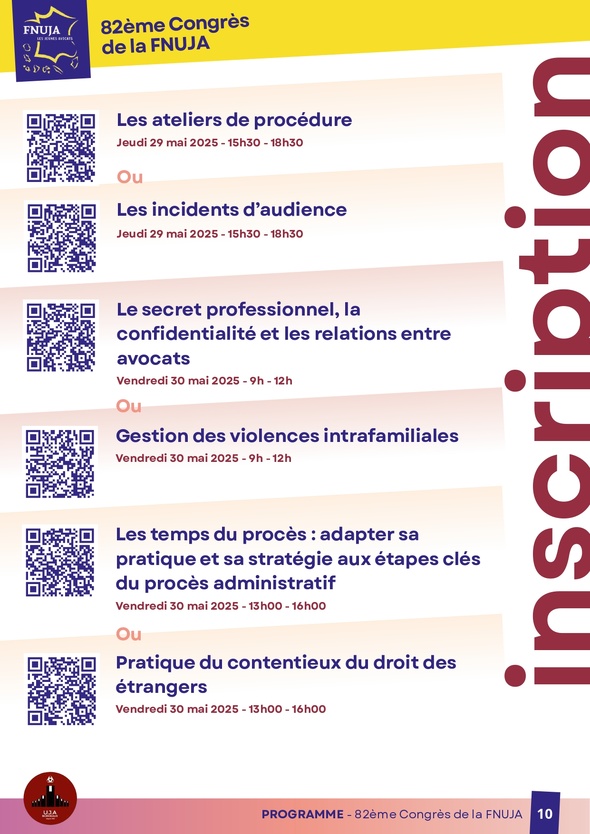Inscription formations au 82e congrès de la FNUJA à Bordeaux