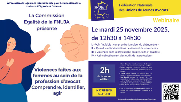 Formation FNUJA - Violences faites aux femmes au sein de la profession d’avocat : Comprendre, identifier, agir 