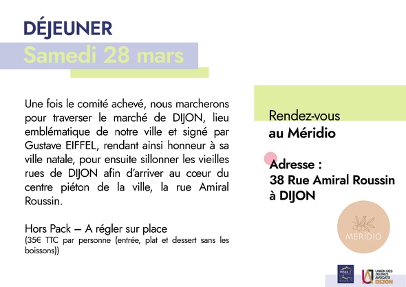 Comité décentralisé de la FNUJA de l'UJA de Dijon du 26 au 29 mars 2026
