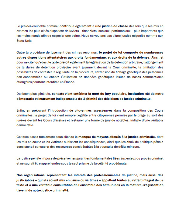COMMUNIQUÉ DE PRESSE COLLECTIF  sur la nécessité d’abandonner le projet de loi sur la justice criminelle et le respect des victimes