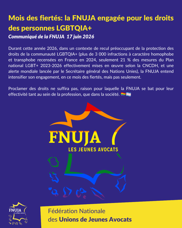 Mois des fiertés : la FNUJA engagée pour les droits des personnes LGBTQIA+