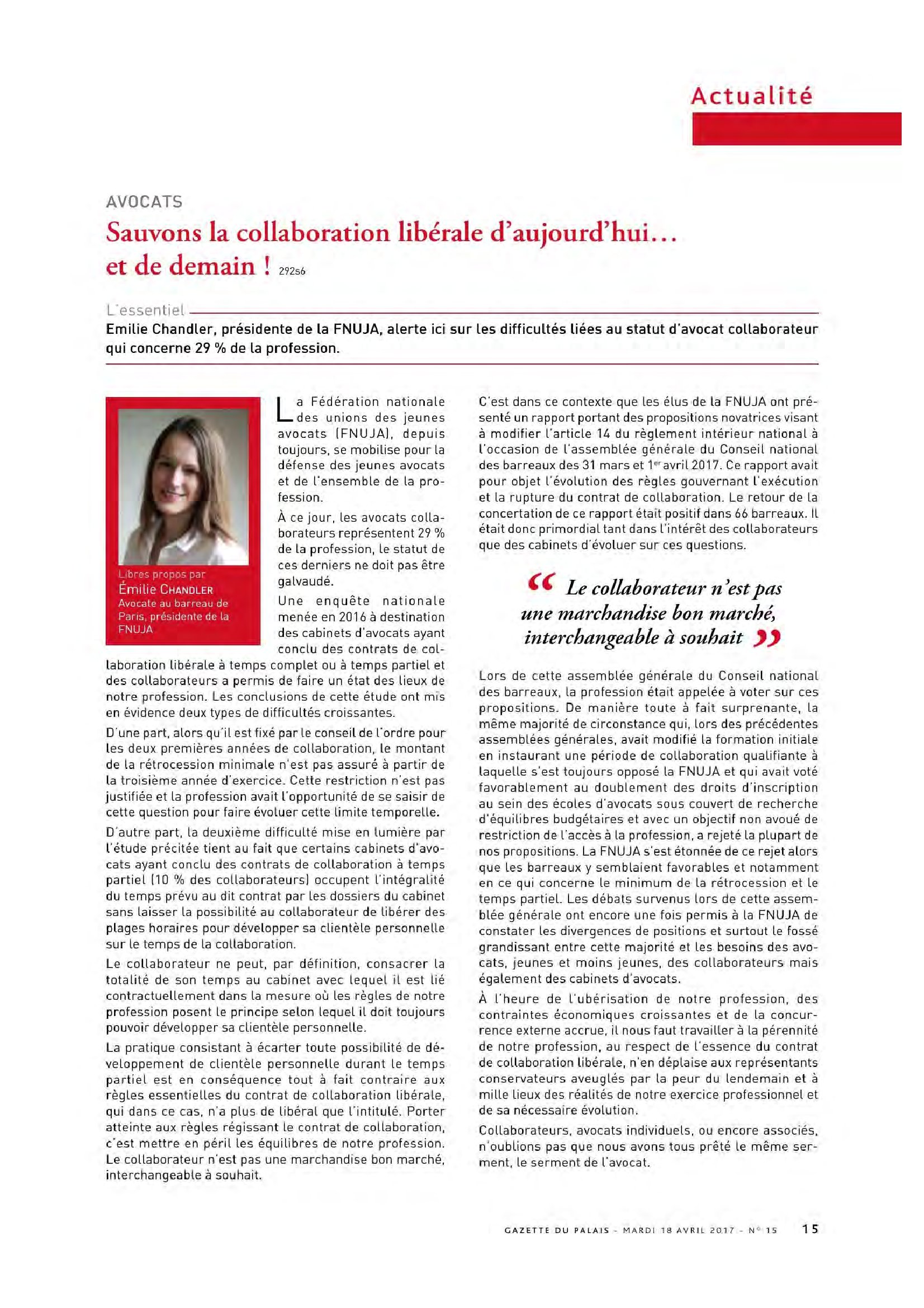 Sauvons la collaboration libérale d'aujourd'hui... et de demain !