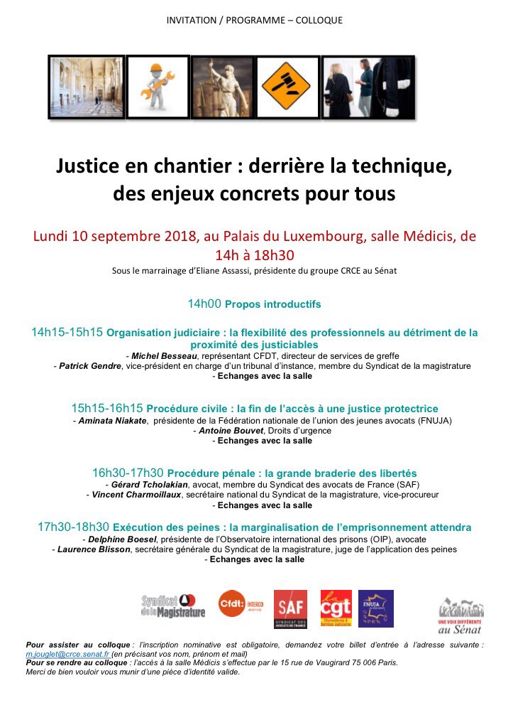 Colloque au Sénat "Justice en chantier : derrière la technique, des enjeux concrets pour tous"