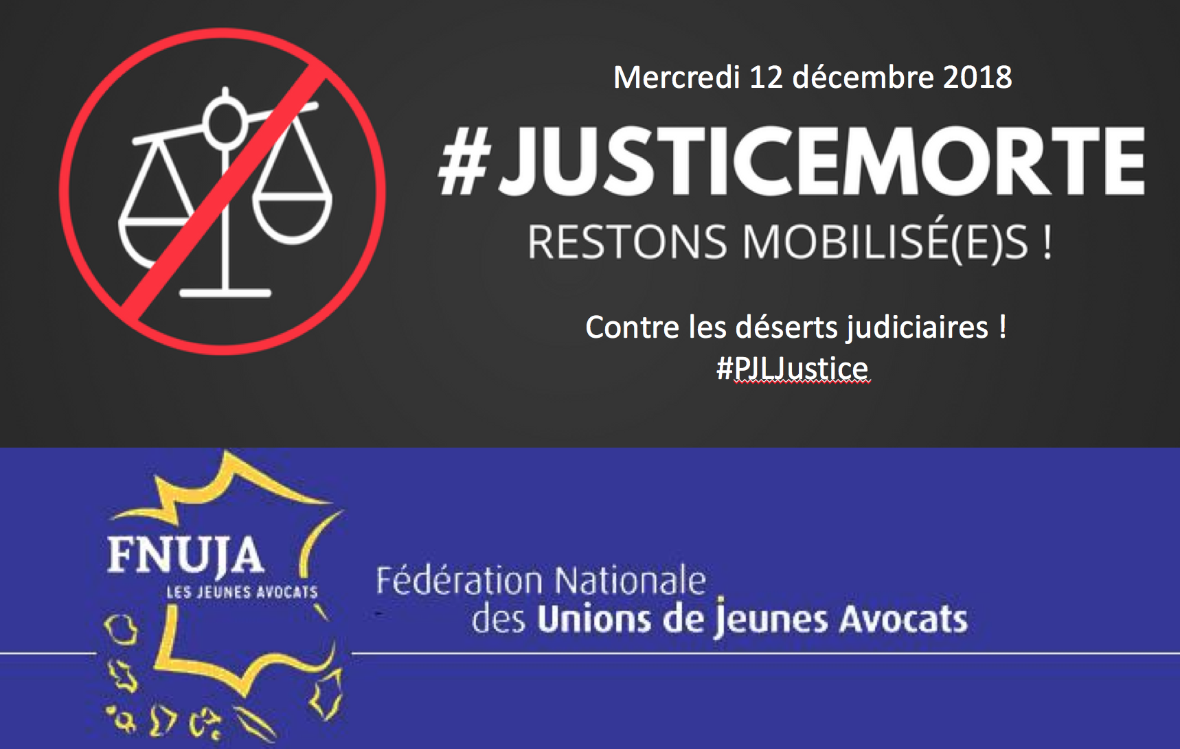Mobilisation contre le PLJ Justice - Nouvelle journée "Justice morte" le 12 décembre !