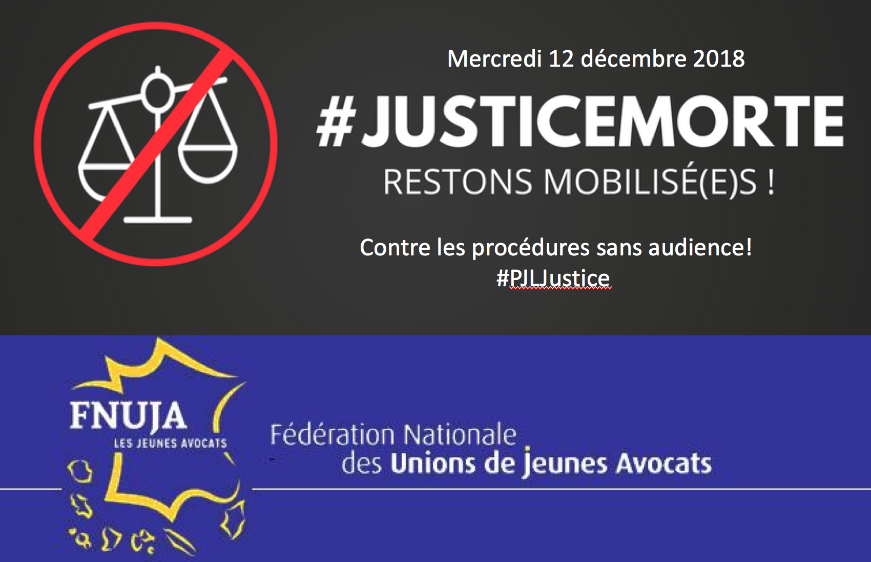 Mobilisation contre le PLJ Justice - Nouvelle journée "Justice morte" le 12 décembre !