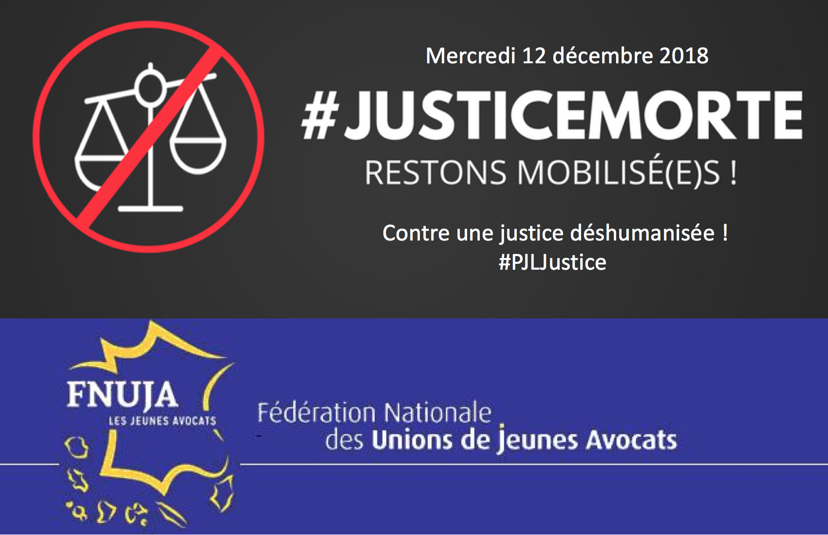 Mobilisation contre le PLJ Justice - Nouvelle journée "Justice morte" le 12 décembre !
