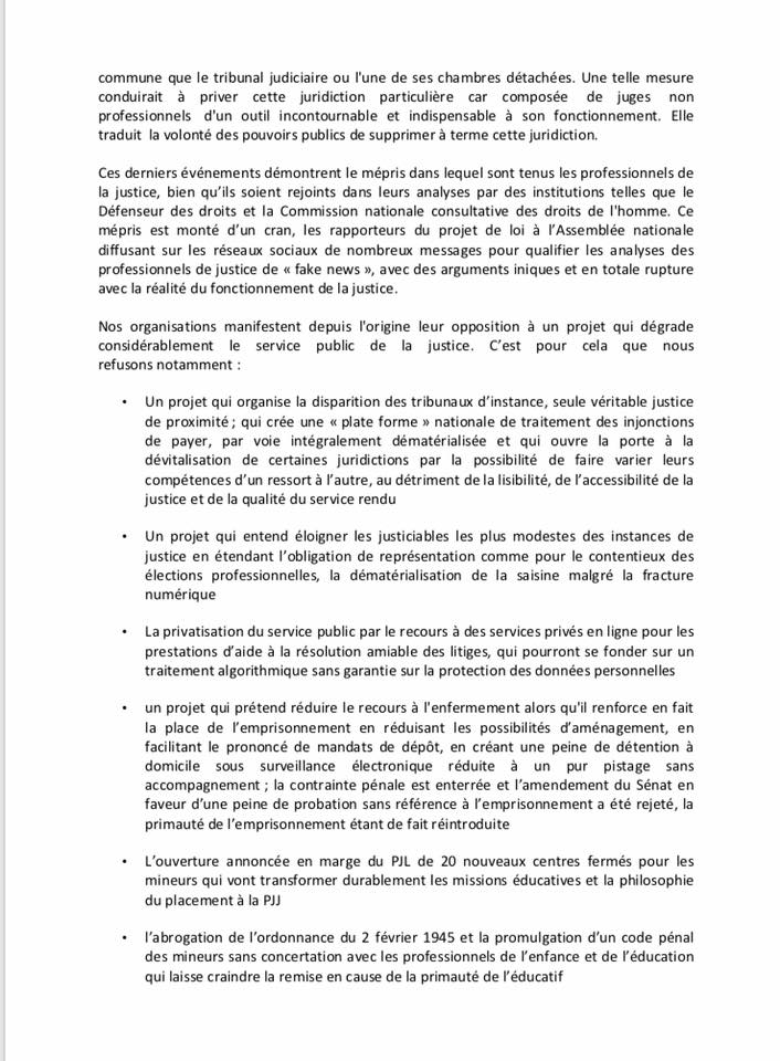 Mobilisation contre le PLJ Justice - Manifestation à Paris le 15 janvier 2019 !